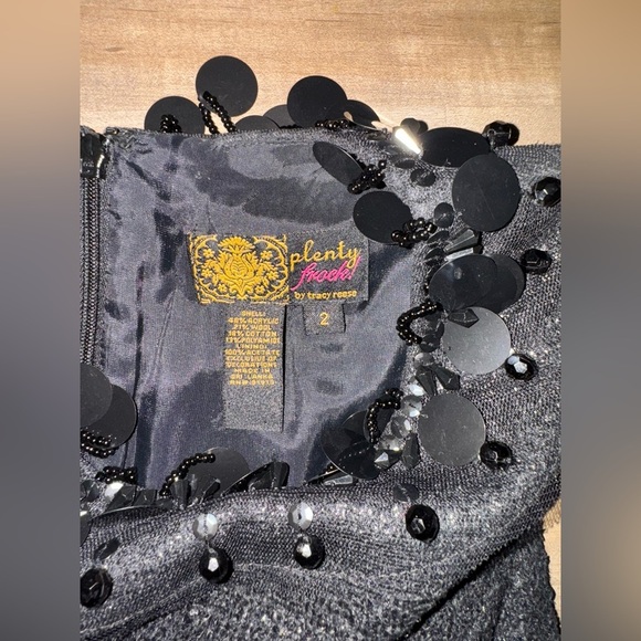 Plenty by Tracy Reese Copper Black Sleeveless Wool Blend Short Dress Beaded 2 - Picture 5 of 7